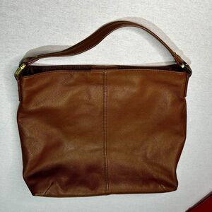 Kooba Slouchy Leather Hobo Bag Brown Pebbled Classic Neutral Middle Zip Pocket